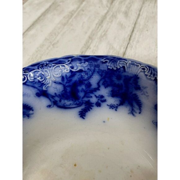 Antique W & E Corn Ayr England Flow Blue Vegetable Serving Bowl - Picture 4 of 7